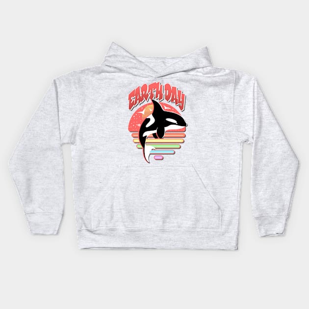 Earth Day Orca Kids Hoodie by PalmGallery